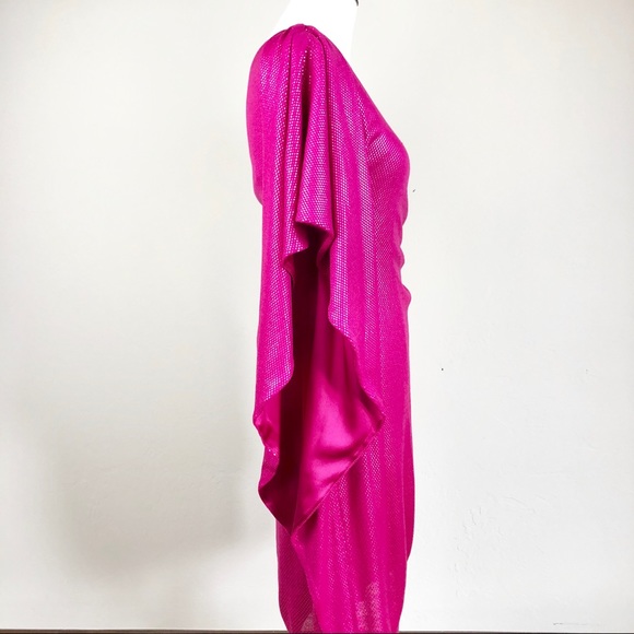 St. John Drape Shoulder Pink Shimmer Dress 2 - Picture 6 of 8